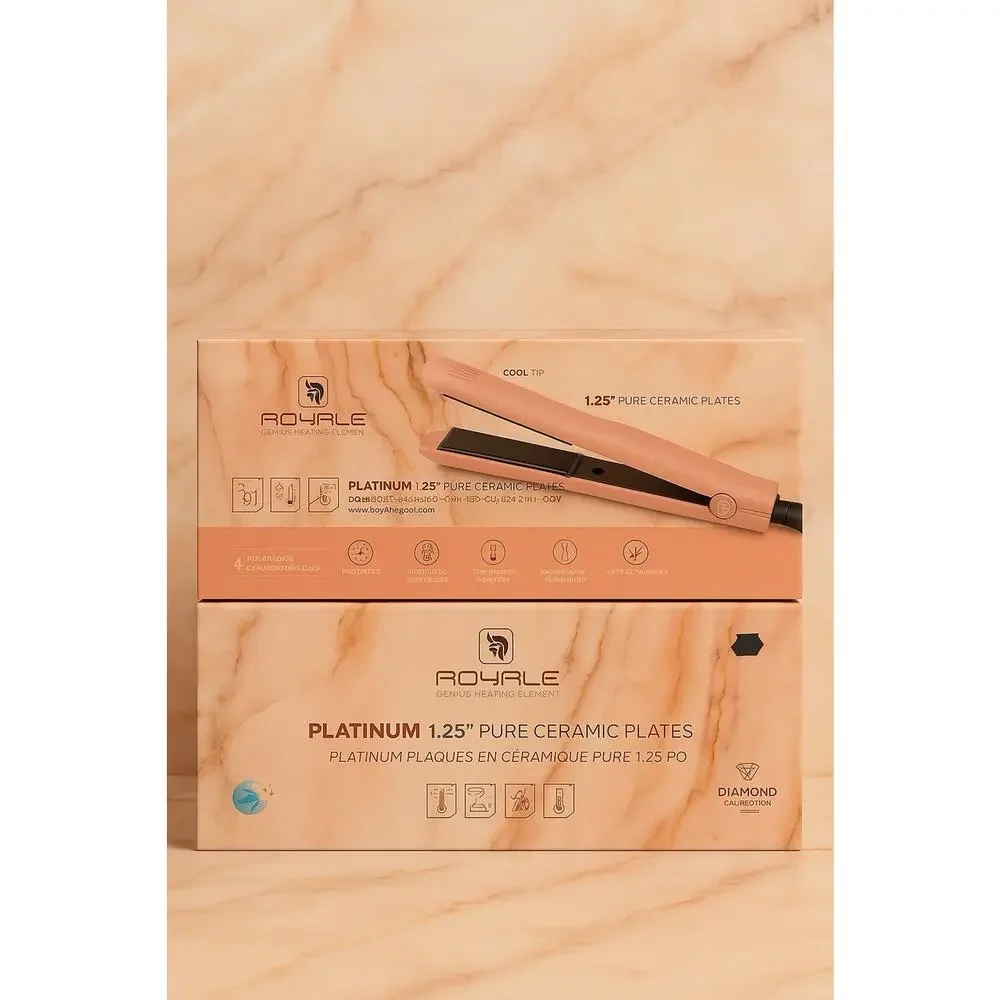 Royale Pink Flat Iron 1.25in Set With Cinderella Heat Resistant Ceramic 450°F